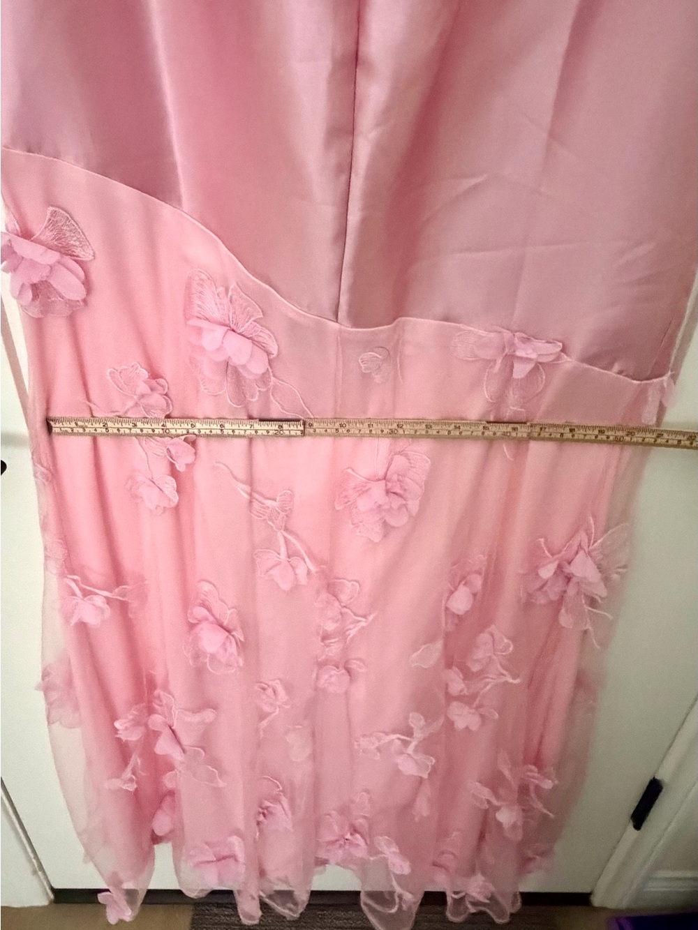 Fashion Nova Strapless Satin & Tulle Pink Floral Gown - Picture 10 of 12